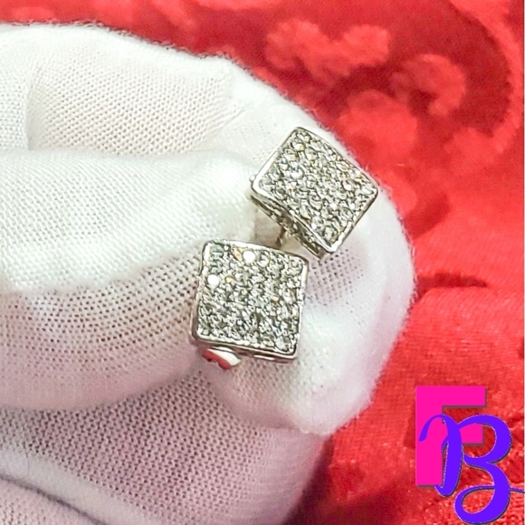 *NEW!* 14K Mens Micropave Earrings - Picture 1 of 7